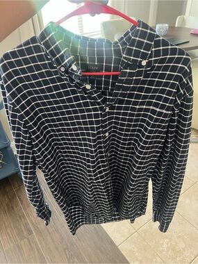 J. Crew Black & White Windowpane Flex Shirt